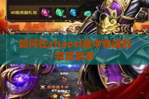 如何在zhaosf当中快速的完成副本