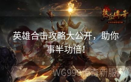 英雄合击掌握技巧,收益事半功倍